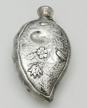 Whiting antique sterling silver flask hammered etched